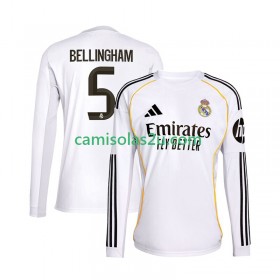 Camisolas de futebol Real Madrid Jude Bellingham 5 Equipamento Principal 2025/26 Manga Comprida